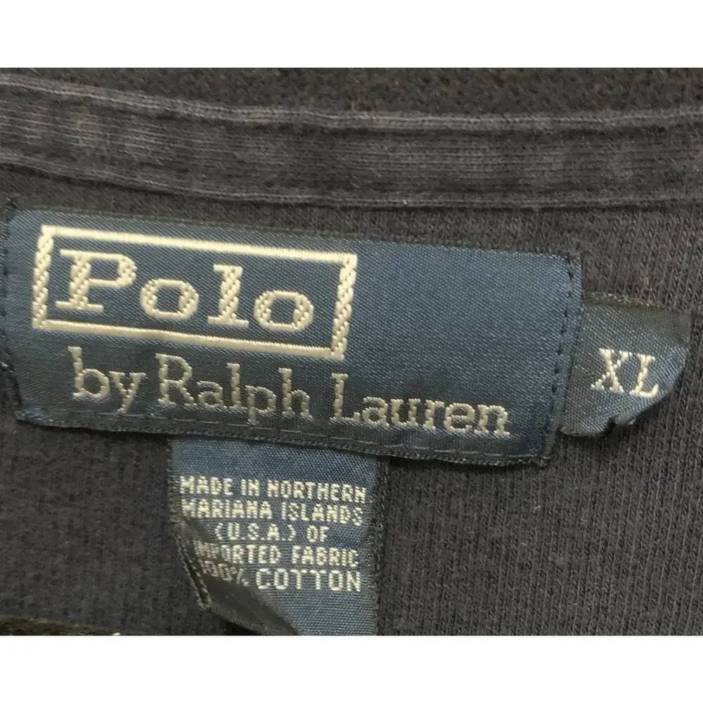 Ralph Lauren Quarter Zip Pullover Sweater Vintage Y2K Mens XL Navy Knit Red Pony